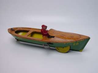 Rare Ferdinand Strauss Wind up Speed Boat Tin Toy  