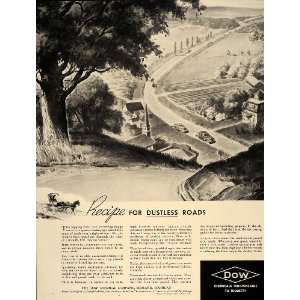  1937 Ad Dow Chemical Dowflake Dusty Road Highway Cars 