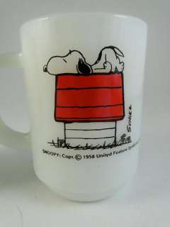 Vintage United Syndicate Snoopy Peanuts Woodstock Fire King Coffee Mug 