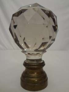 Beautiful Antique Crystal NEWEL POST FINIAL Faceted Glass Ball  