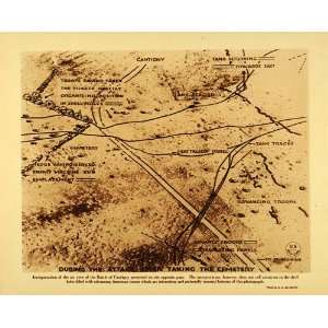  1920 Rotogravure WWI Cantigny Battle Aerial Attack Map 