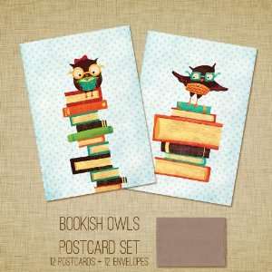  Bookish Owls Postcard Set Baby