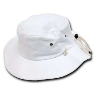 WHITE Tan Aussie Style Outback Drawstring Boonie Hat    Bucket Hat 