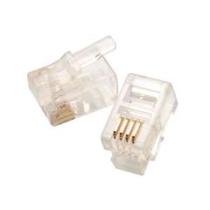   Plug, 4P4C, Flat Cable,50 uin gold, 50/Pack