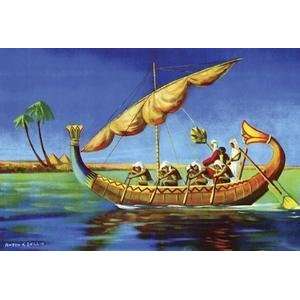 Vintage Art Egyptian Sailing Craft   21601 8