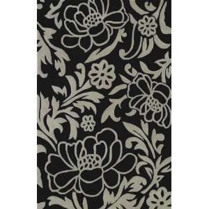 Modern WOOL Area Rug NEW HAND TUFTED CARPET Black 5x7 5x8 BOLD FLORAL 