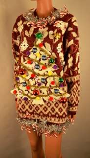 Ugly Christmas Sweater dress knit jumper free musical tie or socks 3D 