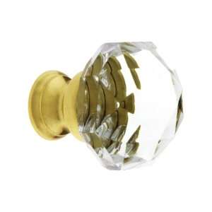  Diamond Cut Glass Cabinet Knob With Brass Base in Polished 