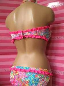 NEW Floral Ruffle VICTORIAS SECRET Bandeau Bikini Set  