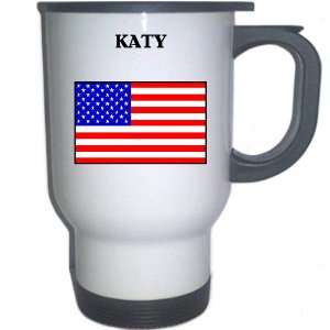  US Flag   Katy, Texas (TX) White Stainless Steel Mug 