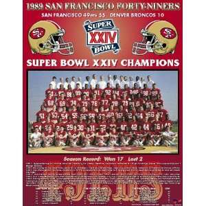   49ers    Super Bowl 1989 San Francisco 49Ers    13 x 16 Plaque