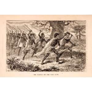  1872 Wood Engraving Africa Wagogo War Tribe Spear Tanzania 