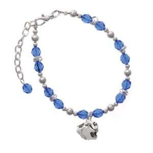 Small Panther   Mascot Blue Czech Glass Beaded Charm Bracelet [Jewelry 