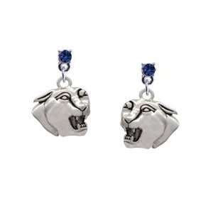 Small Panther   Mascot Sapphire Swarovski Post Charm Earrings [Jewelry 