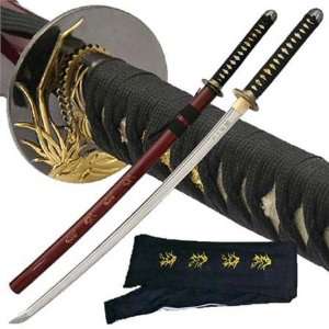 Musashi Full Tang Orchid Burgundy Handmade Katana Sword  