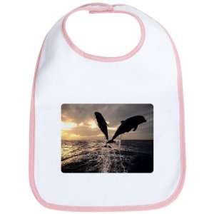  Baby Bib Petal Pink Dolphins Flying in Sunset Everything 