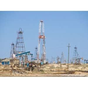 Old Oil Rigs at the Abseron Peninsula, Near Baku, Azerbaijan, Central 