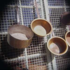  Old Copper Pots Hanging from the Grill, Paris, Ile De 