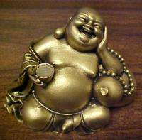LAUGHING FAT BUDDA BUDDHA BUDDAH RICH GOLDEN BRASS  