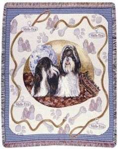 Shih Tzu Tapestry Throw Blanket Afghan Made In USA  