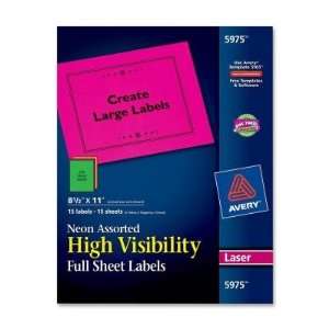  Avery Neon Rectangle Laser Label,8.5 Width x 11 Length 