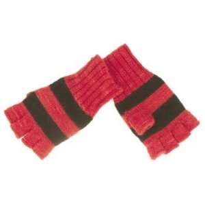  Fingerless Gloves W/ Stripes And Fleece Lining Rouge Adult 