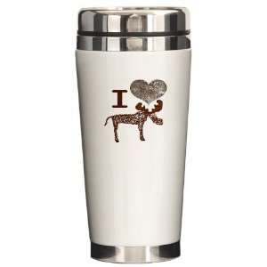  I Heart Moose Cute Ceramic Travel Mug by 