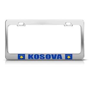  Kosova Kosovo Flag Country license plate frame Stainless 