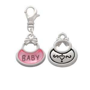  2 Sided Pink Baby Bib Clip On Charm Arts, Crafts & Sewing