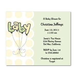  Baby Shower Invitations   Balloon Bunch Green Tea By 