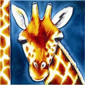  Giraffe 8x8x0.25 inches Ceramic Picture Art Hand Painted 