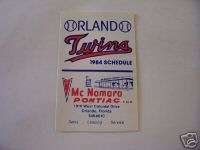 1984 Orlando Twins Baseball Pocket Schedule  