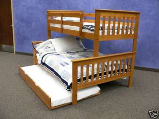 TWIN over FULL BUNK BED w/TRUNDLE HONEY bunkbeds beds  