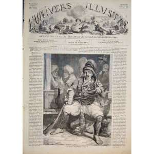  Warrior Solder Bachi Bouzoucks Pipe Old Print 1858