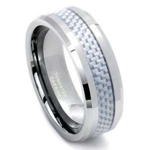  Tungsten Carbide Carbon Fiber Wedding Band Ring Sz 10.0 