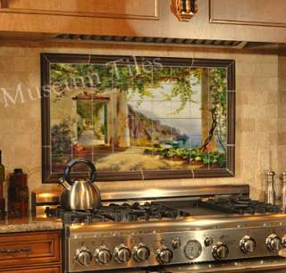 18x12 Italian Amalfi Coast Fine Art Tiles for Kitchen  