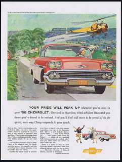 1958 Chevrolet Bel Air Helicopter Crop Duster Art Ad  