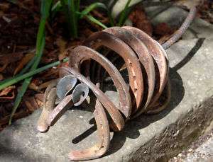 Armadillo lawn art, yard, recycled horseshoes, garden animal, MADE TO 