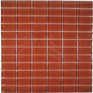  Grid Pattern 1 x 2 Brown Crystile Solids Glossy Glass Tile   14391