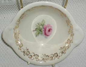 TST Taylor Smith Taylor 1958 Pink Rose Lugged Soup Bowl  
