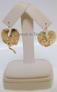 Ladies 14K Yellow Gold & Tsavorite Garnet Frog Earrings  