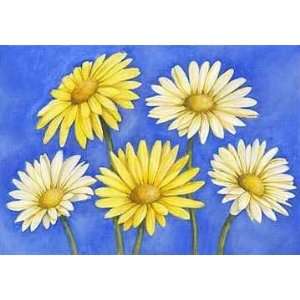  Triptico Daisies With Blue Bottom    Print