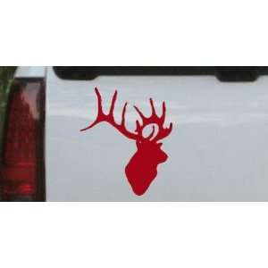 Red 12in X 10.4in    Deer Head Hunting And Fishing Car Window Wall 