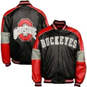  Ohio State Buckeyes Black Leather Varsity Jacket Sports 