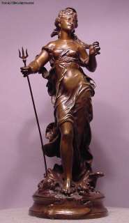 Antique Bronze Mythological Amphitrite Sea Goddess Aug. Moreau  