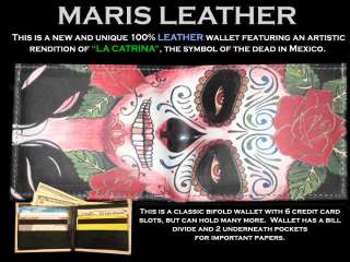 NEW LA CATRINA LEATHER WALLET Mexico bifold calavera  