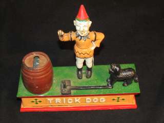 Cast Iron Trick Dog Mechanical Bank Americana Victorian Toy Near Mint 