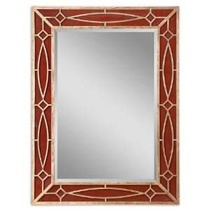   Gold Leaf Frame w/ Red Reversed Painted Glass Panels