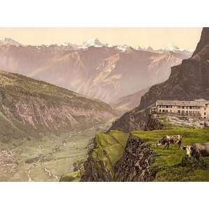  Vintage Travel Poster   Gemmi Hotel and Leuk Valais Alps 