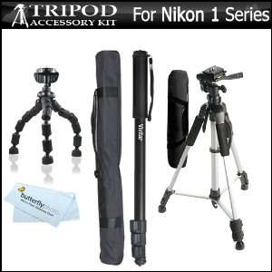 Triple Tripod Accessory Bundle Kit For Nikon 1 J1, Nikon 1 V1 